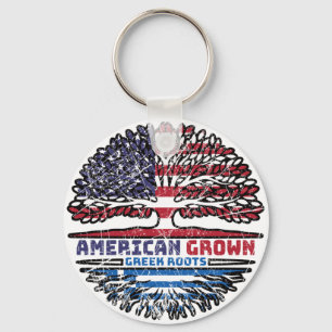 Greece Greek US American USA United States Tree Key Ring