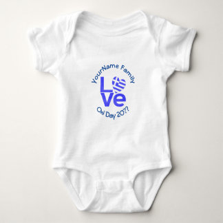 Greece Heart Flag Blue LOVE Personalised  Baby Bodysuit