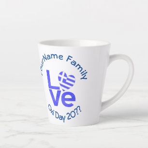 Greece Heart Flag Blue LOVE Personalised Latte Mug