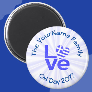 Greece Heart Flag Blue LOVE Personalised  Magnet