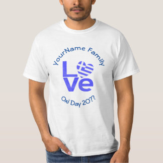 Greece Heart Flag Blue LOVE Personalised T-Shirt