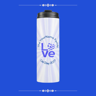 Greece Heart Flag Blue LOVE Personalised  Thermal Tumbler