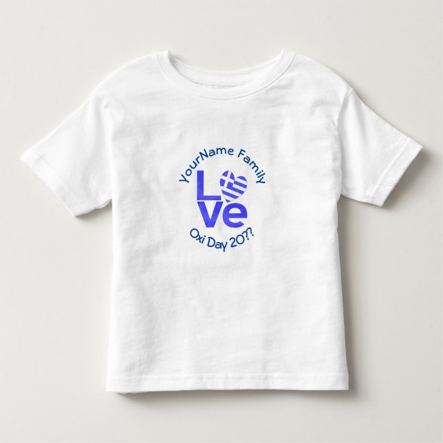 Greece Heart Flag Blue LOVE Personalised  Toddler T-Shirt (Front)