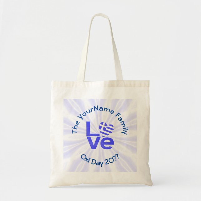 Greece Heart Flag Blue LOVE Personalised  Tote Bag (Front)