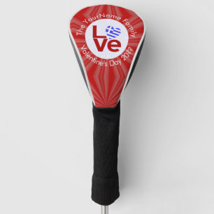 Greece Heart Flag Red LOVE Personalised  Golf Head Cover