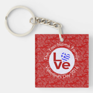 Greece Heart Flag Red LOVE Personalised Key Ring
