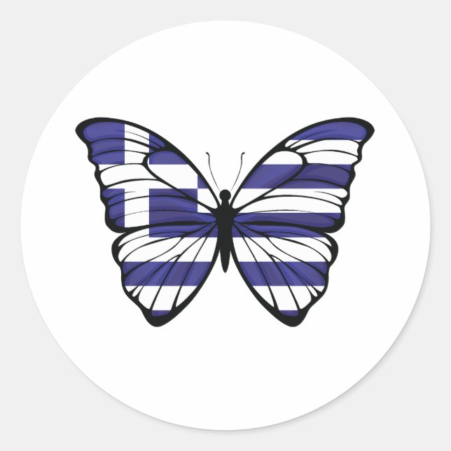 Greece Hypolimnas Butterfly Classic Round Sticker (Front)