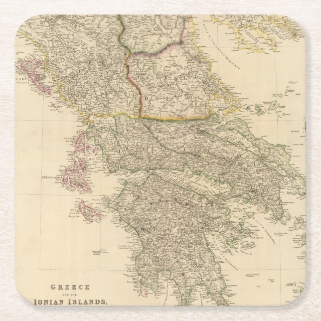 Greece, Ionian Islands Square Paper Coaster (Front)