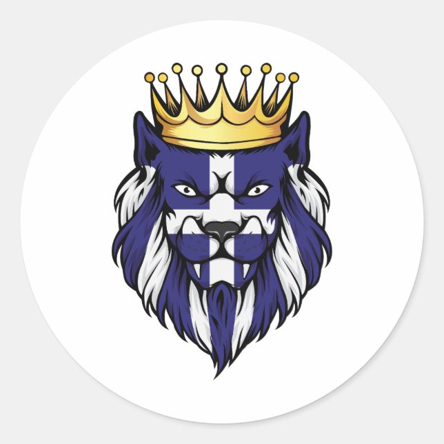 Greece  Lion King Flag  Classic Round Sticker (Front)