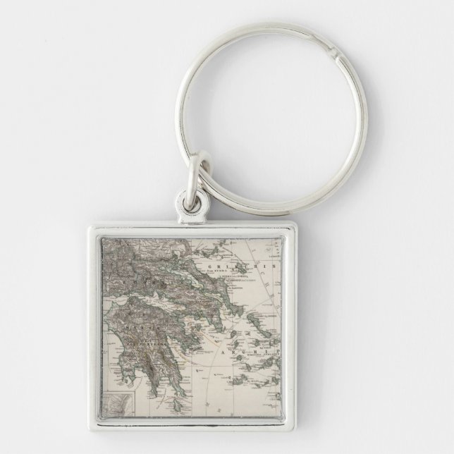 Greece Map by Stieler Key Ring (Front)