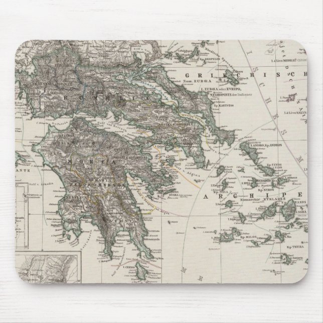Greece Map by Stieler Mouse Pad (Front)