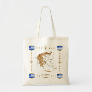 Greece Map + Flags Bag