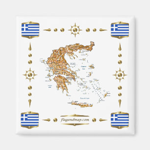Greece Map + Flags Magnet