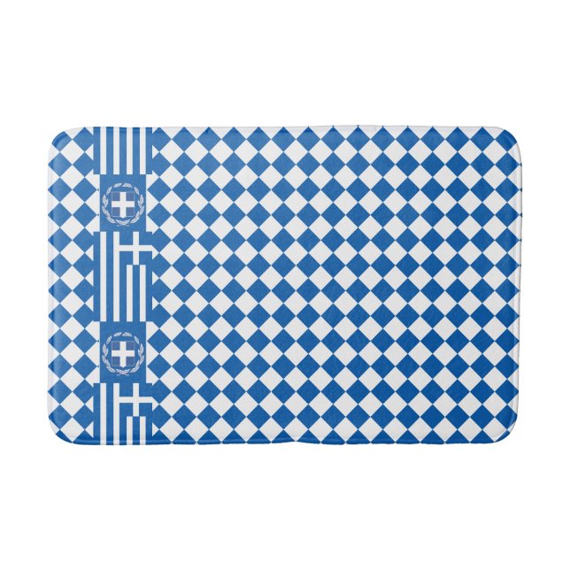 Greece Mat, patriotic bathroom, Greek Flag Bath Mat (Front)