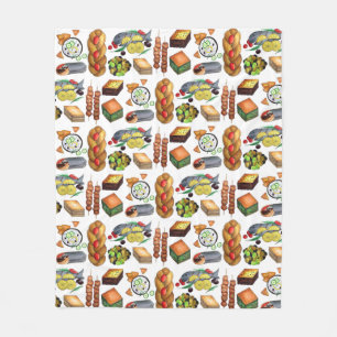 Greece Mediterranean Foods Print Greek Cuisine Fleece Blanket