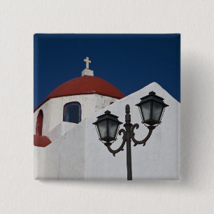 Greece, Mykonos, Chapel with red dome and 15 Cm Square Badge