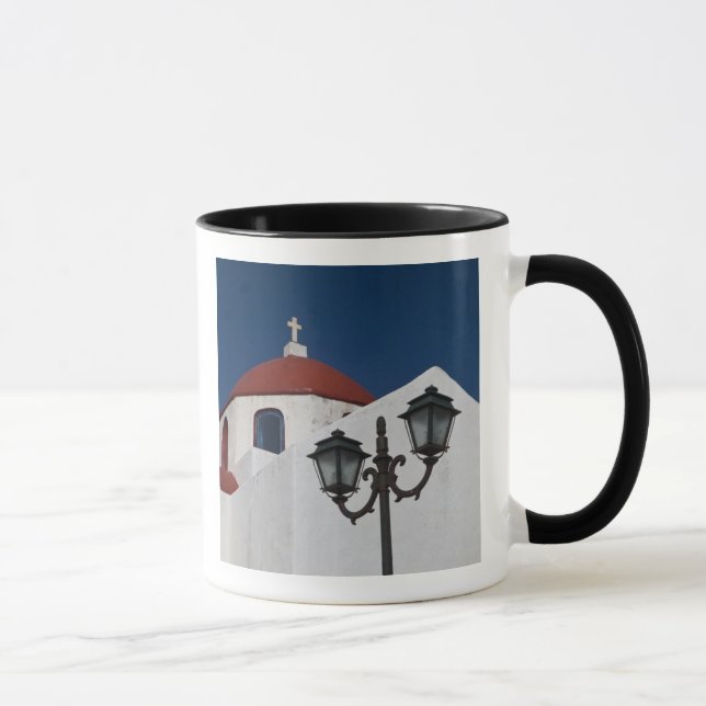 Greece, Mykonos, Chapel with red dome and Mug (Right)