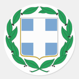 Greece Official Coat Of Arms Heraldry Symbol Classic Round Sticker