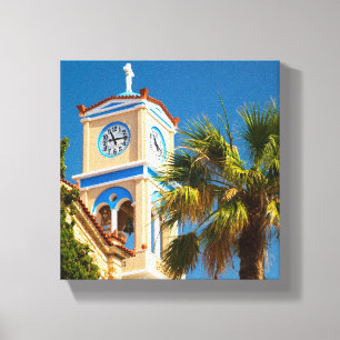 Greece - Orthodox Greek Church with Palm Tree Canvas Print