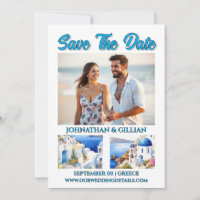 Greece photo save the date greek getaway wedding