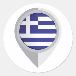 Greece Pin Location Flag Classic Round Sticker