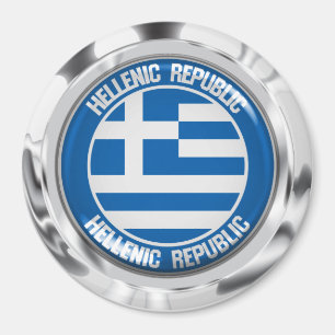 Greece Round Emblem Magnet