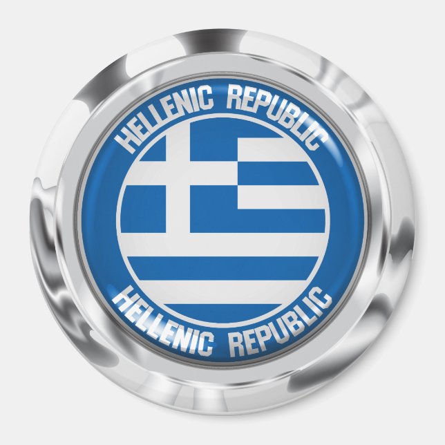Greece Round Emblem Magnet (Front)