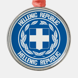 Greece Round Emblem Metal Tree Decoration