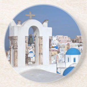 Greece, Santorini. Bell tower and blue domes of 2 Coaster