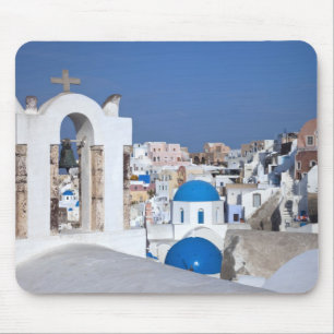 Greece, Santorini. Bell tower and blue domes of 2 Mouse Pad