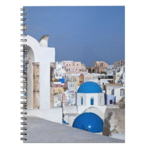 Greece, Santorini. Bell tower and blue domes of 2 Spiral Notebook