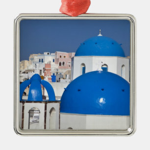 Greece, Santorini. Bell tower and blue domes of Metal Tree Decoration