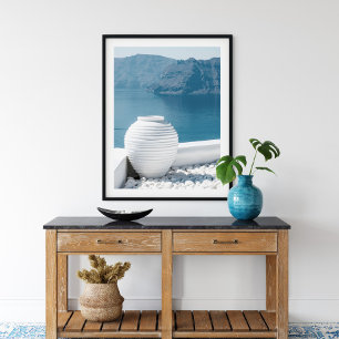 Greece Santorini Landscape and Vase Poster