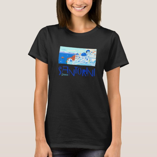 Greece Santorini Skyline White And Blue Houses Oce T-Shirt (Front)