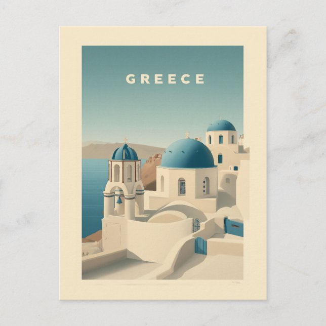Greece Santorini Travel Poster Postcard (Front)