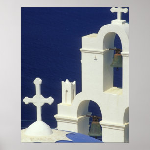Greece, Santorini. View of a Greek church and Poster