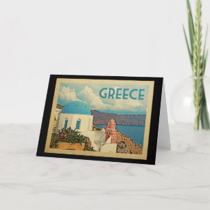 Greece Santorini Vintage Travel Card