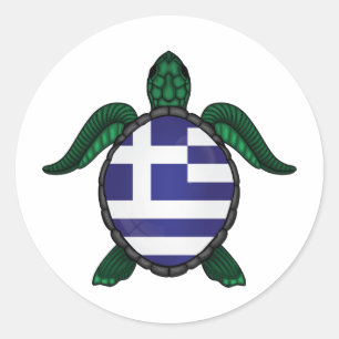 Greece sea turtle flag classic round sticker
