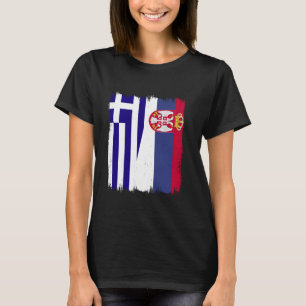 Greece Serbia Half Flag Srbija Greek Serbian Roots T-Shirt