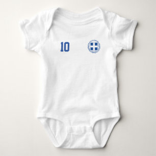 Greece Soccer/Football Custom Name & Number Baby Bodysuit