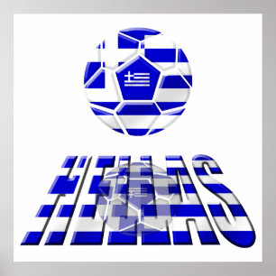 Greece Soccer Hellas Logo Soccer Ball Gifts Poster