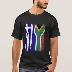 Greece South Africa Half Flag Greek South African  T-Shirt