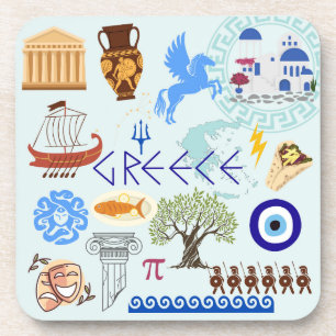 Greece Symbols Travel Lovers Coaster