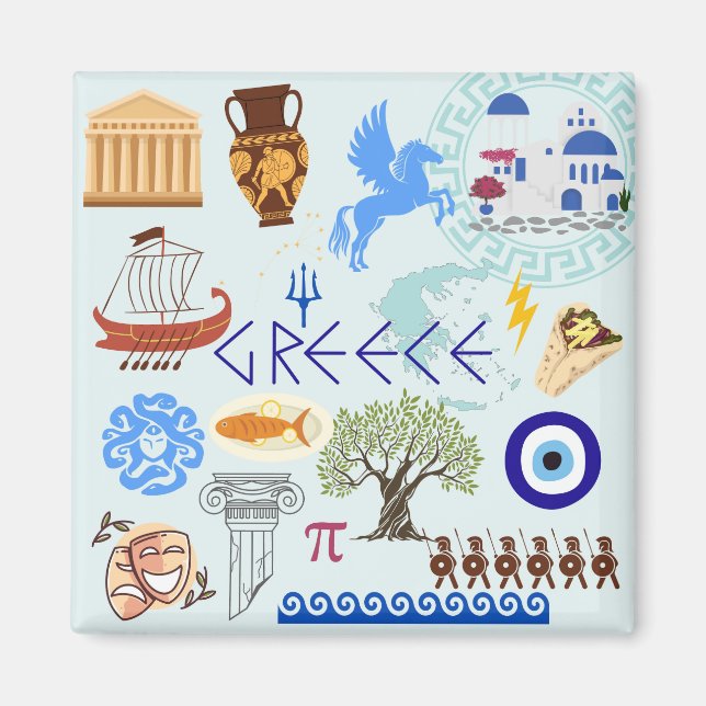 Greece Symbols Travel Lovers Magnet (Front)