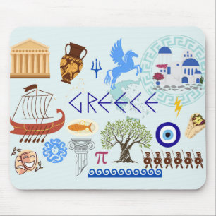 Greece Symbols Travel Lovers Mouse Pad