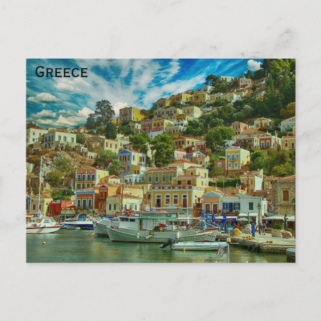 Greece Symi Greek Island Travel Photo Postcard (Front)