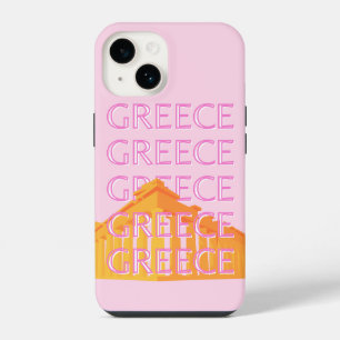 Greece, Travel Art, Pink iPhone 14 Case