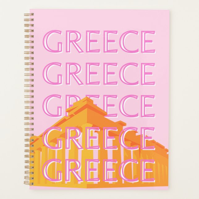 Greece, Travel Art, Pink Planner (Front)