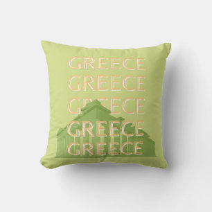 Greece Travel Art, Summer Travel Art, Green Cushion