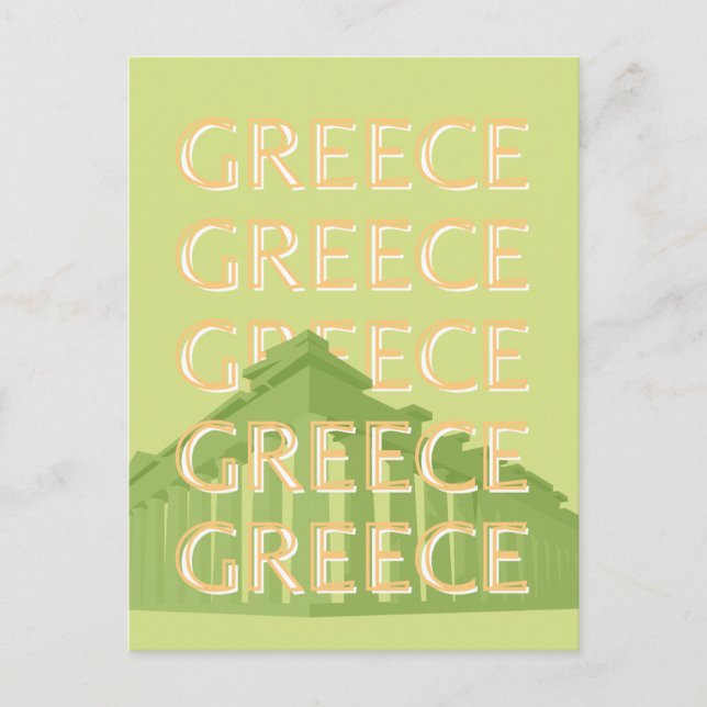 Greece Travel Art, Summer Travel Art, Green Holiday Postcard (Front)